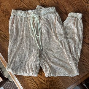 SHEIN Gold Sequin Disco Jogger Pants Size Medium